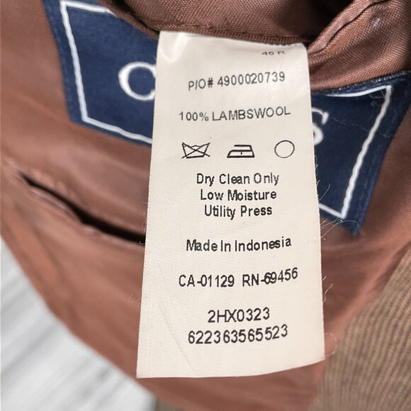 Chaps Blazer Men 46R Brown Red Houndstooth Lambswool Classic Career Jacket - Picture 8 of 15